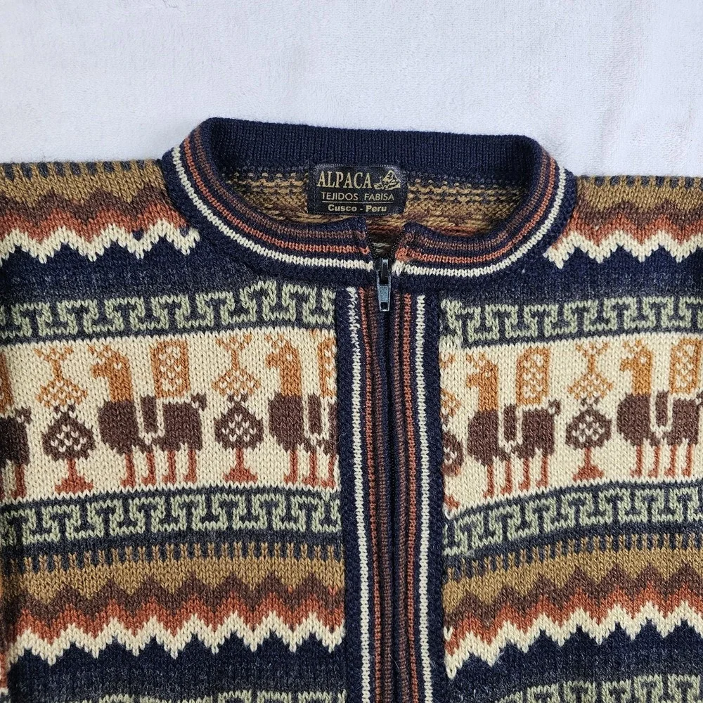 Alpaca Full Zip Cardigan Sweater Small 38